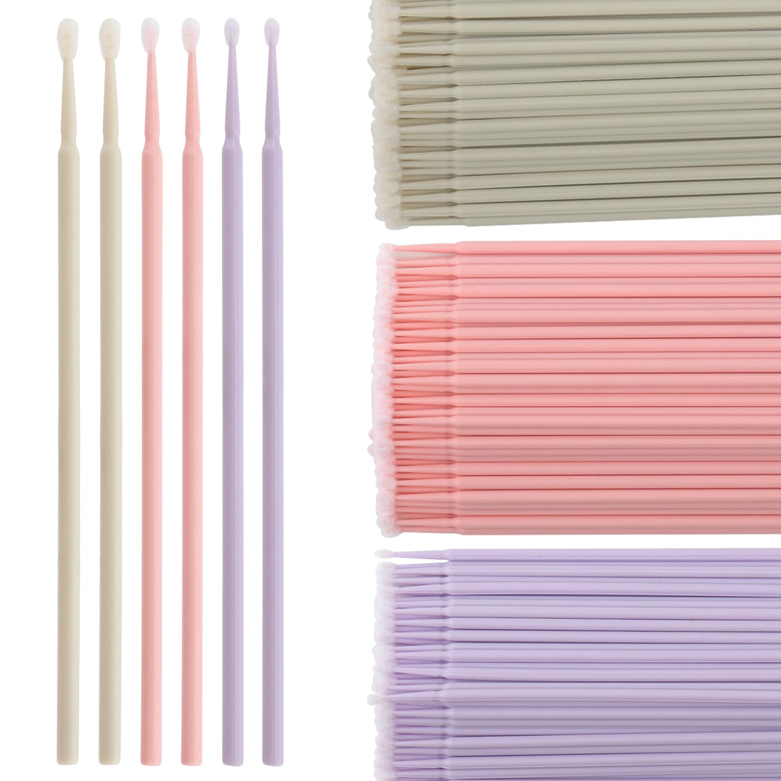300 pcs Disposable Micro cotton swabs, Micro Applicator Brush,Micro Swabs For Eyelash Extensions,Mascara Micro Brush with Organizer Box For Cleaning Makeup and Personal Care (mixed-3 color) 3