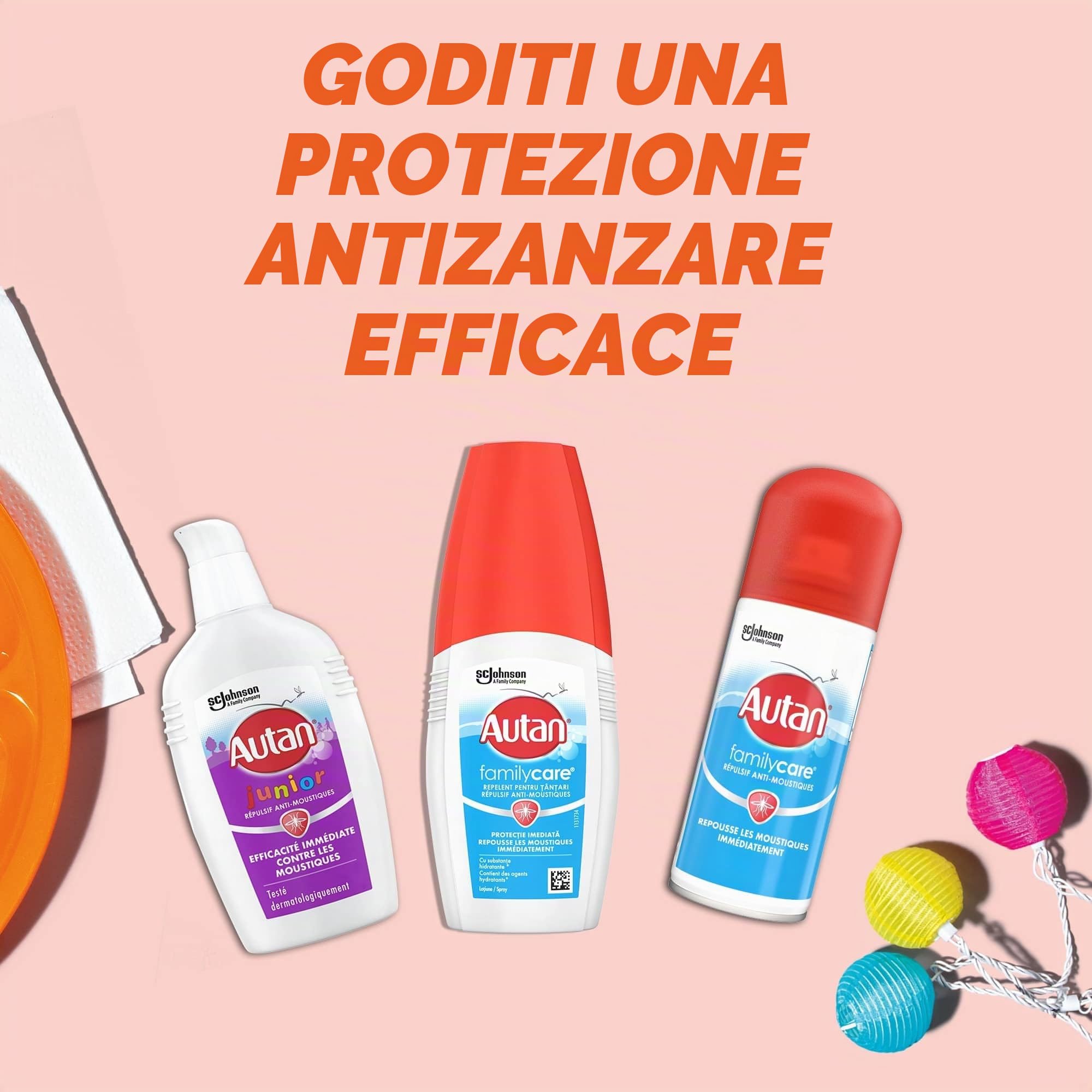 Autan Family Care Spray - Spray anti-zanzare, fino a 4 ore, protezione immediata, contiene agenti idratanti per la pelle, 1 spray, 100 ml