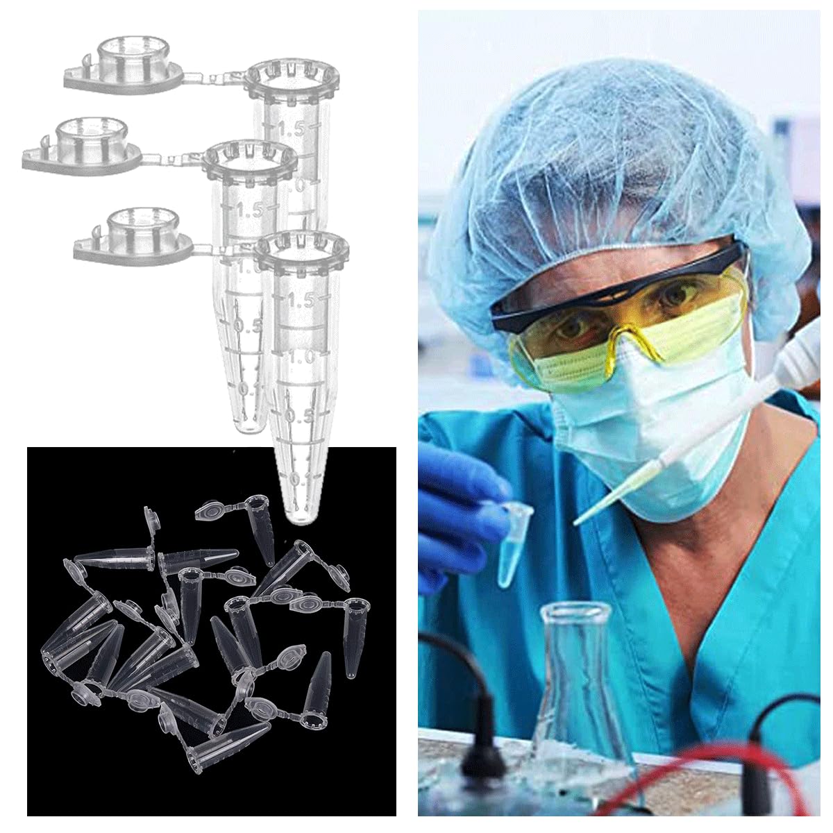 200 pièces (1,5 ml) Tube à centrifuger de laboratoire,Tube à centrifuger,tube à échantillon,Tube à centrifuger transparent,Tube à centrifuger conique,Pour l'analyse d'échantillons en laboratoire