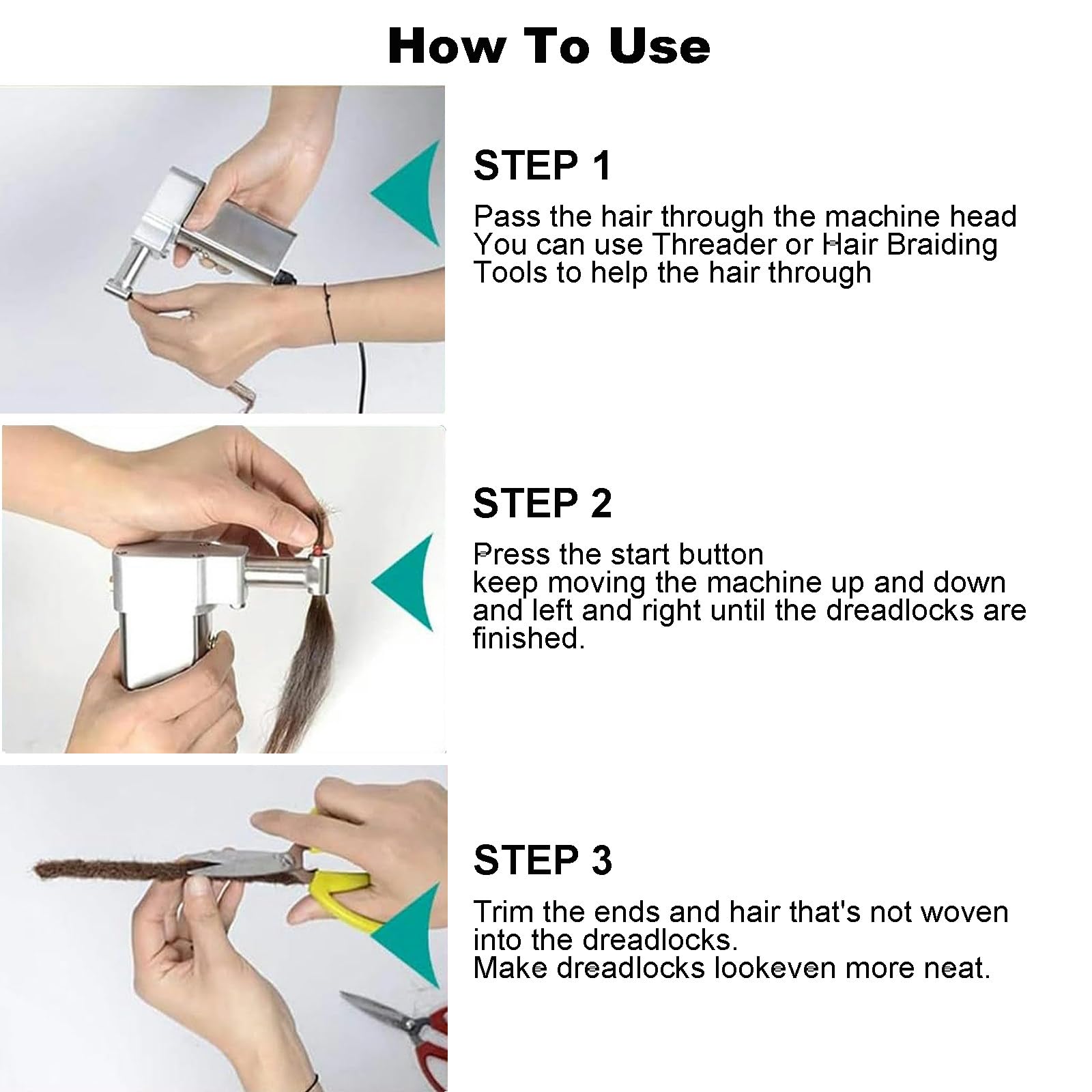 Máquina eléctrica para hacer rastas instantáneas, máquina para hacer rastas de mano, 6 orificios de repuesto + caja de accesorios, fácil de hacer trenzas de rastas o extensiones de cabello