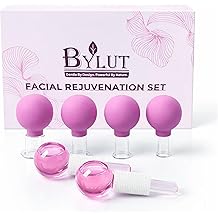 3-in-1 Ice Globes &amp; Glass Facial Cupping Set, 2 Ice Globes for Face + 4-Size Facial Cupping Set for Face Lifting &amp; Body Suction Cups, Facial Ice Roller for Depuffing, Heat &amp; Cold Therapy-Purple