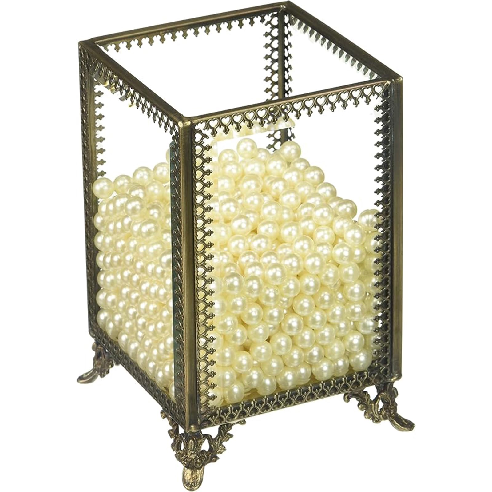 Makeup Organizer Vintage Make up Brush Holder with Free White Pearls - Small