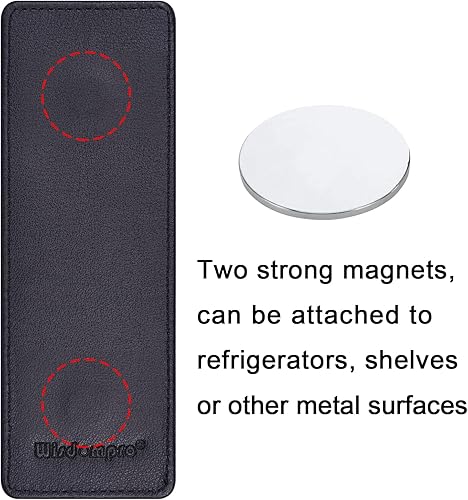 Miniatura 6 de Wisdompro Soporte magnético para bolígrafo, paquete de 2 portalápices de piel sintética para refrigerador, refrigerador u otras superficies