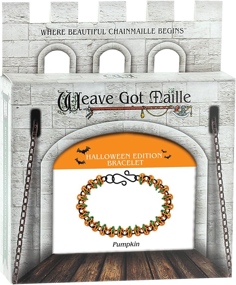 Weave Got Maille Pumpkin Patch Double Orbital Chainmaille Bracelet Kit, Black/Orange