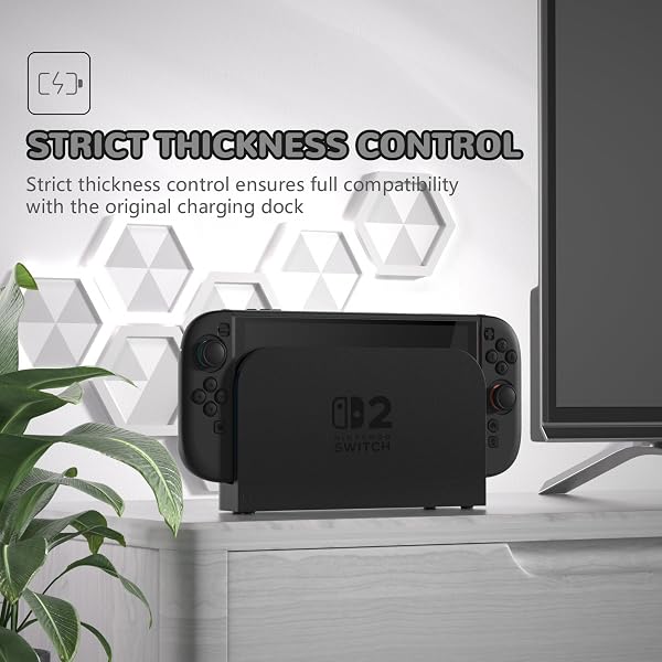 PlayVital per Switch 2 Cover Rigida Dockable, Custodia Protettiva Supporto Pieghevole Accessori per Nintendo Switch 2 Console, Copri Tasti & Gommini per Joycon 2, Nero - 4