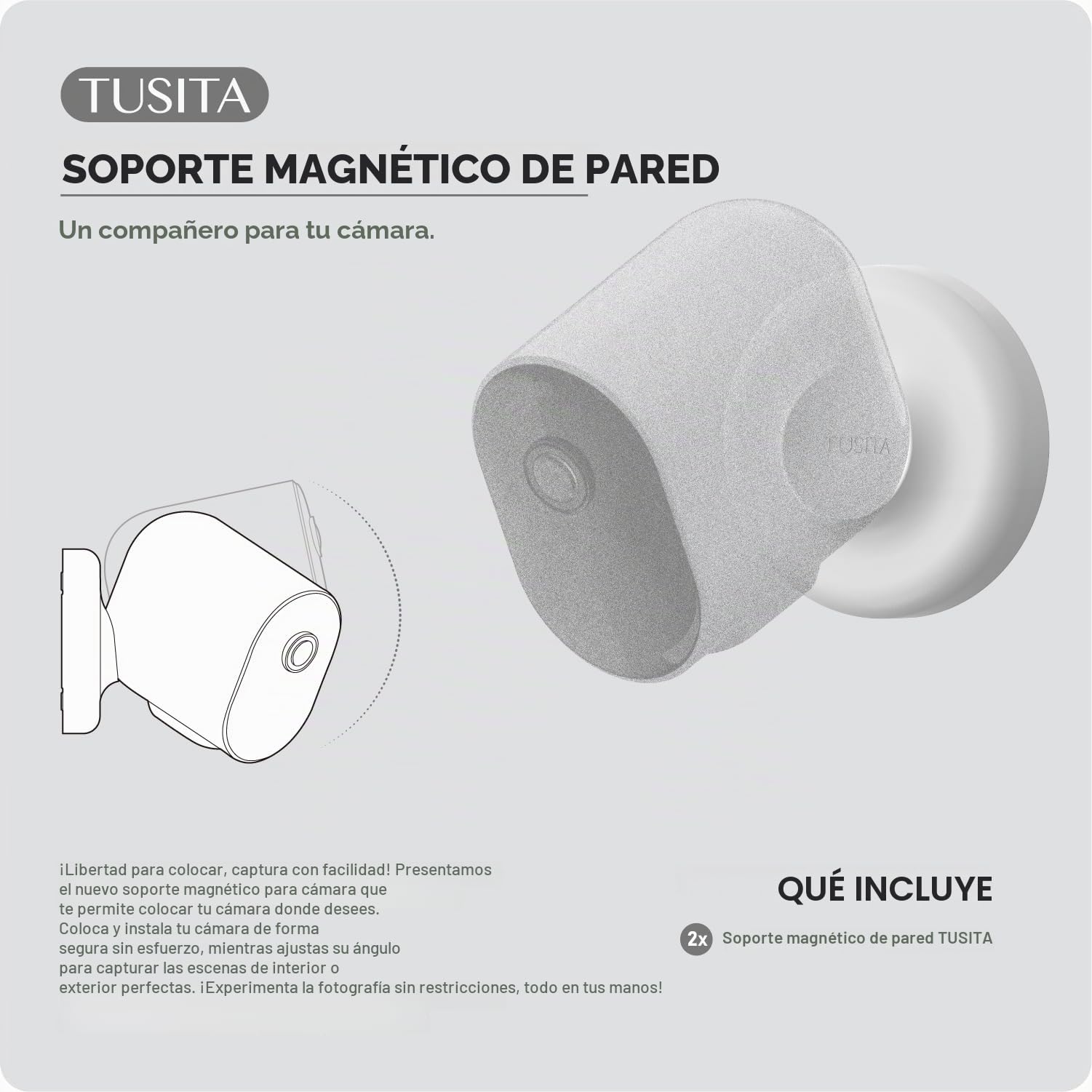TUSITA Soportes de Pared Magnéticos Compatibles con Arlo Pro 5S 2K, Pro 4, Pro 3, Ultra 2, y Ultra Cámaras, 2 Pieza