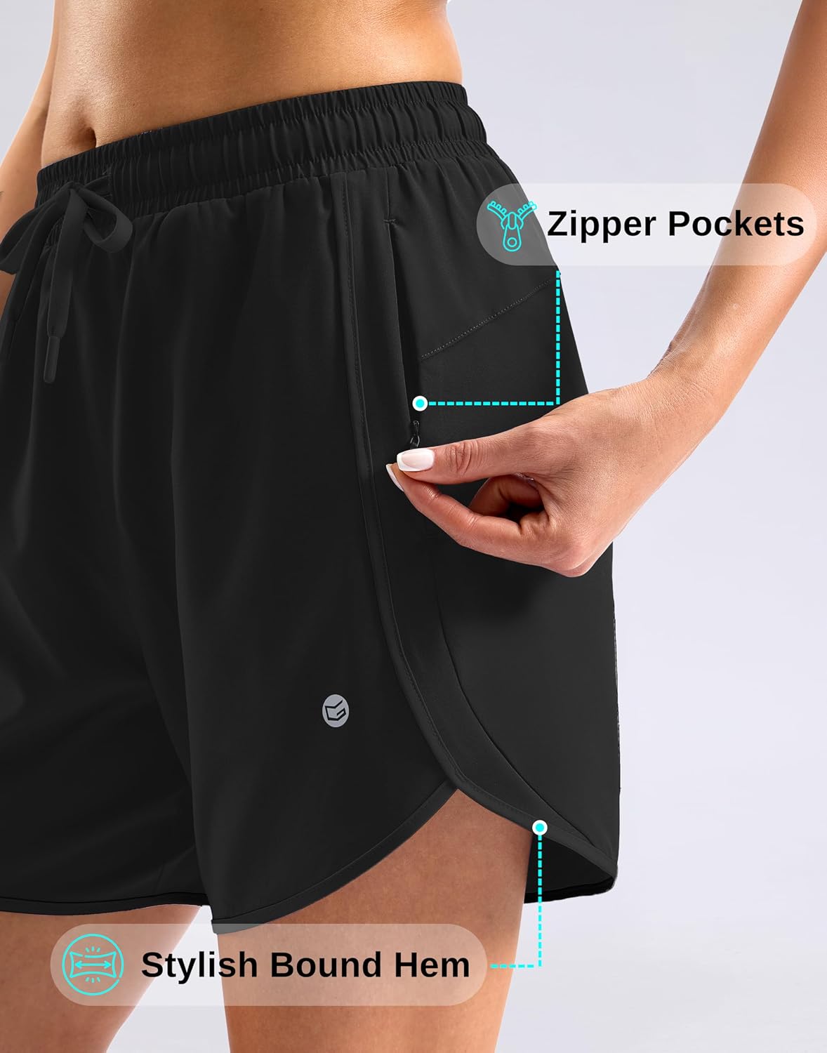 G Gradual Women's 5" Swim Shorts Zipper Pockets Quick Dry Board Shorts Bathing Suit Bottom with Liner Running Athletic Shorts
