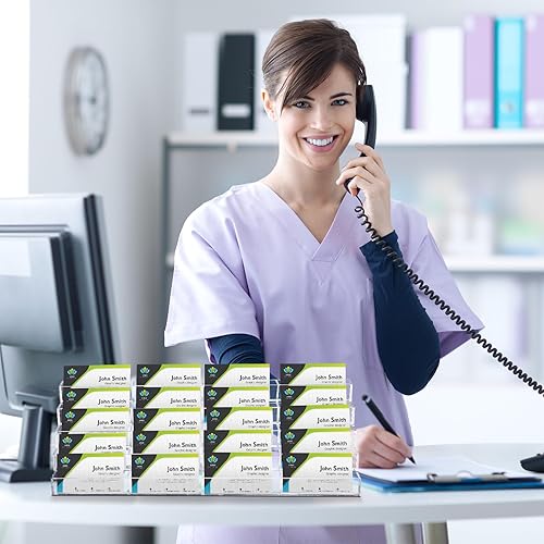 Miniatura 4 de Geetery Soporte para tarjetas de visita de acrílico con 20 ranuras para escritorio, soporte vertical de plástico transparente para múltiples