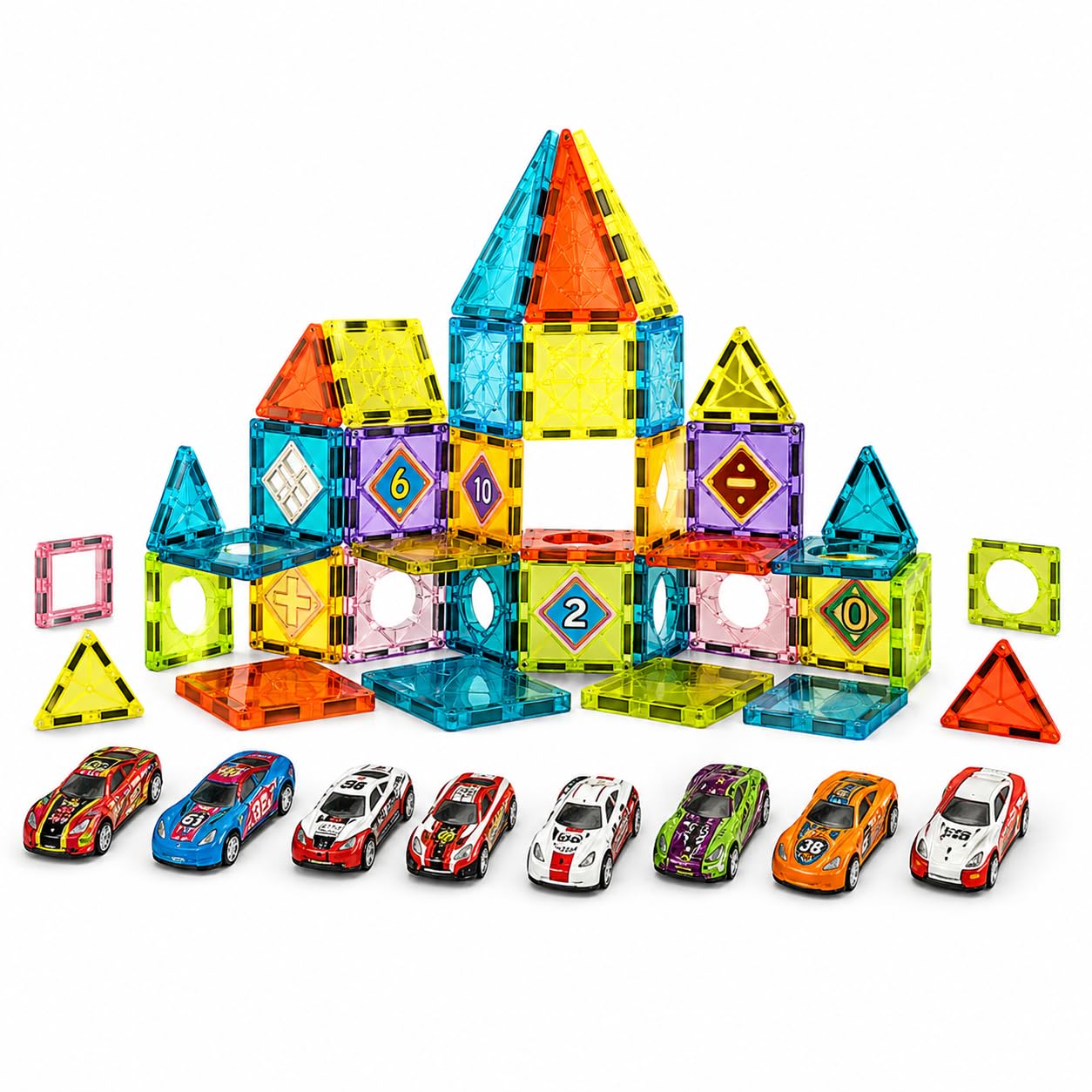 [65 PCS] Mini Cars Construction Magnetic Tiles Building Set – Educational STEM Toy for Kids 3+ | Colorful Magnet Car Set for Creative Learning & Imagination-image-38
