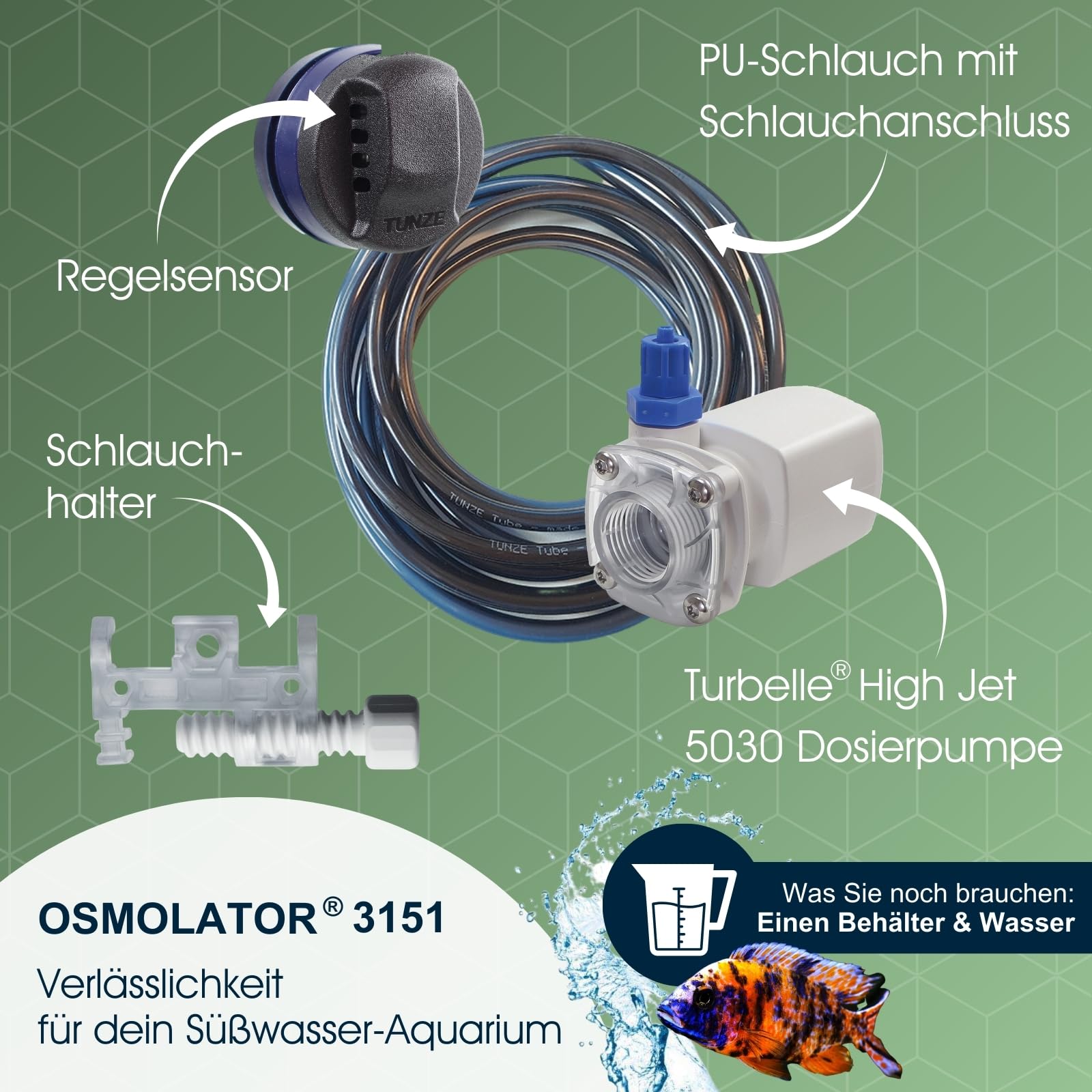 Tunze Osmolator 3 nano I Wasserstandsregler für Nano- & kleine Aquarien (bis zu 250l) I Wasserpegelregler mit Zeitüberwachung für Süßwasseraquarien I Water Level Sensor mit Magnethalterung