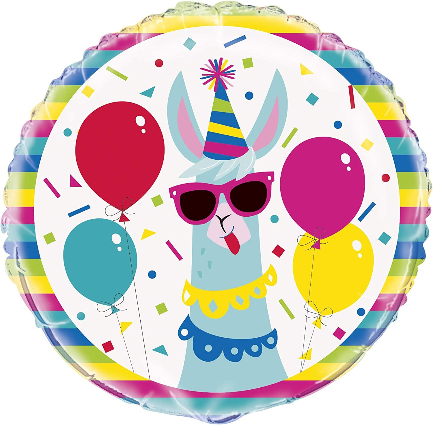 Vibrant Llama Fiesta Round Foil Balloon (45cm) - Perfect Party Decor for a Memorable Celebration - 1 Pc