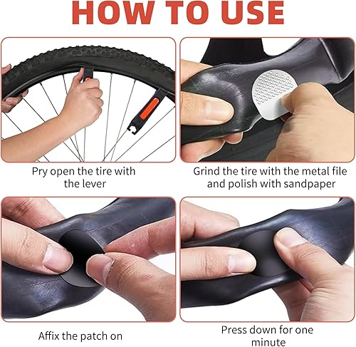 Miniatura 2 de Kit de parches de reparación de pinchazos de neumáticos de bicicleta, ligero, sin pegamento, con 24 kits de parches de tubo sin pegamento, caja de
