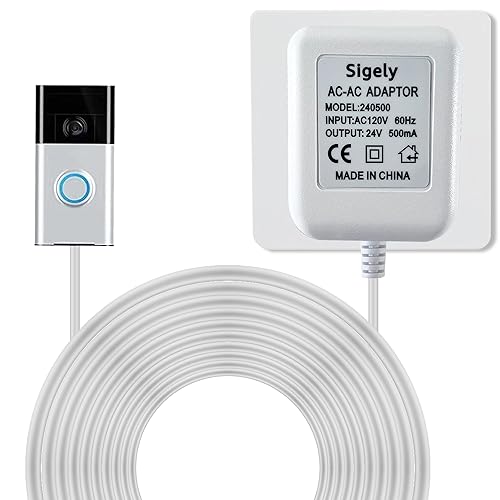 Transformador de timbre de 24 V 500 MA, adaptador de corriente AC110-120V a AC24V, compatible con Ring, Nest, Eufy, Wyze, Arlo Visual Doorbell (con