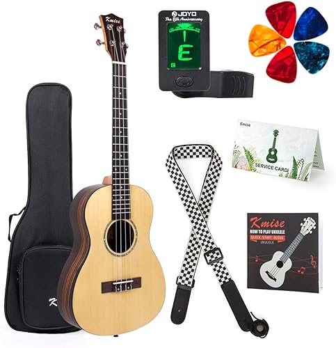 Ukelele barítono Kmise de 30 pulgadas para adultos principiantes 4 cuerdas guitarra ukalalee con púas correa afinador G-C-E-A cuerda (parte superior
