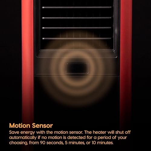 Vista 15 de IRIS USA WOOZOO - Calentador portátil oscilante de 1500 W con sensor de movimiento, ventilador de cerámica espacial para escritorio, calefacción