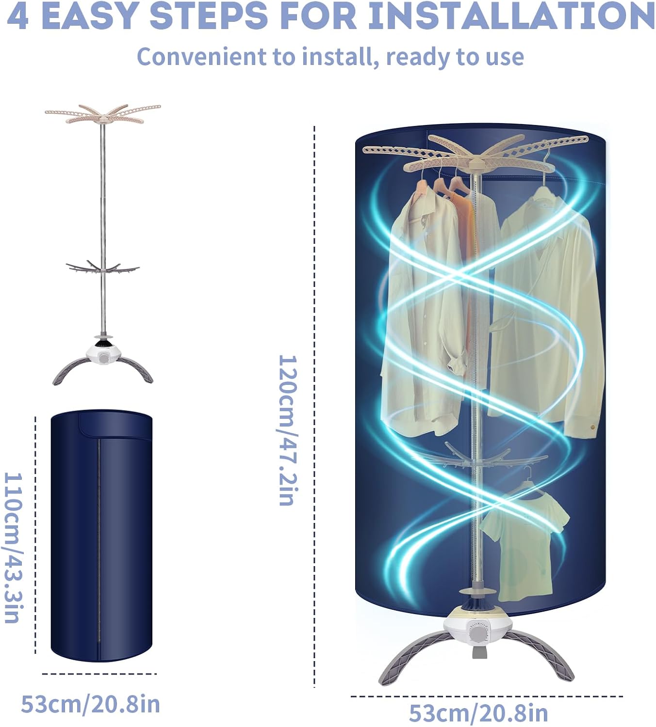 Portable Clothes Dryer Upgraded Large Capacity,Mini 900W Foldable Portable Dryer for Clothes and Shoes,Quick&Easy to Use Compact Dryer for Laundry Travel Apartments Families and RV