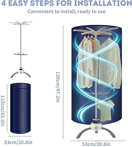 Miniatura 2 de Secadora de ropa portátil mejorada de gran capacidad, mini secadora portátil plegable de 900 W para ropa y zapatos, secadora compacta rápida y fácil