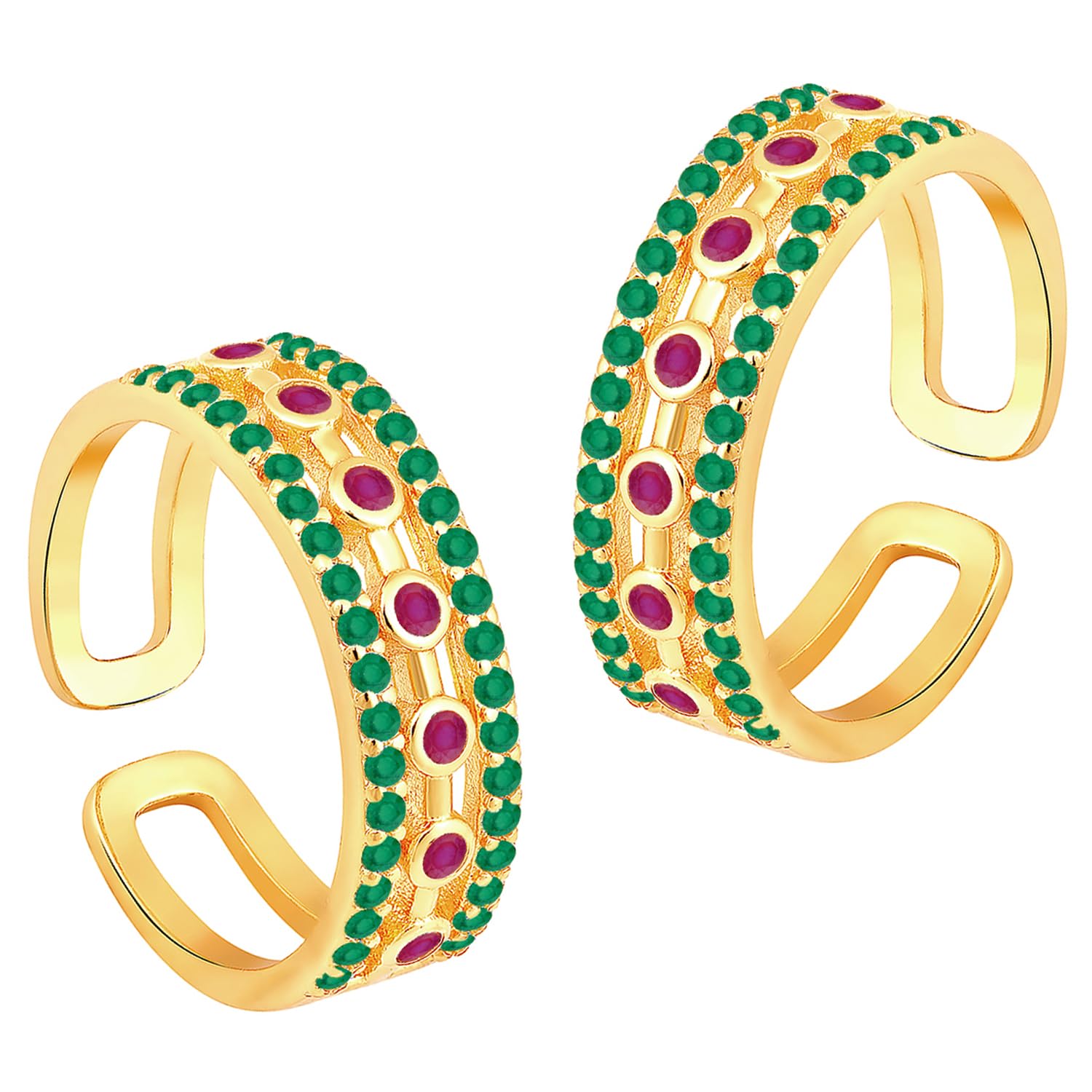 Peora Gold Plated Rani Pink Green Cubic Zirconia Studded Fancy Toe Ring Adjustable Bichiya Stylish Fashion Jewellery Gift for Women|Rakhi Rakshabandhan Gift for Sister Bhabhi, Gifts for Women (B0C7VRXHSJ) Amazon Price History, Amazon Price Tracker
