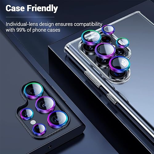 Miniatura 5 de CYNOVA Protector de lente de cámara S24 Ultra para Samsung Galaxy S24 Ultra, resistente a los arañazos, vidrio templado ultrafino 9H con claridad