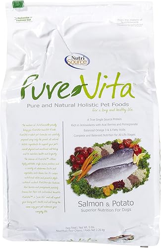 Nutri Source Pure Vita - Alimento seco para perro con salmón y patata, bolsa de 5 libras