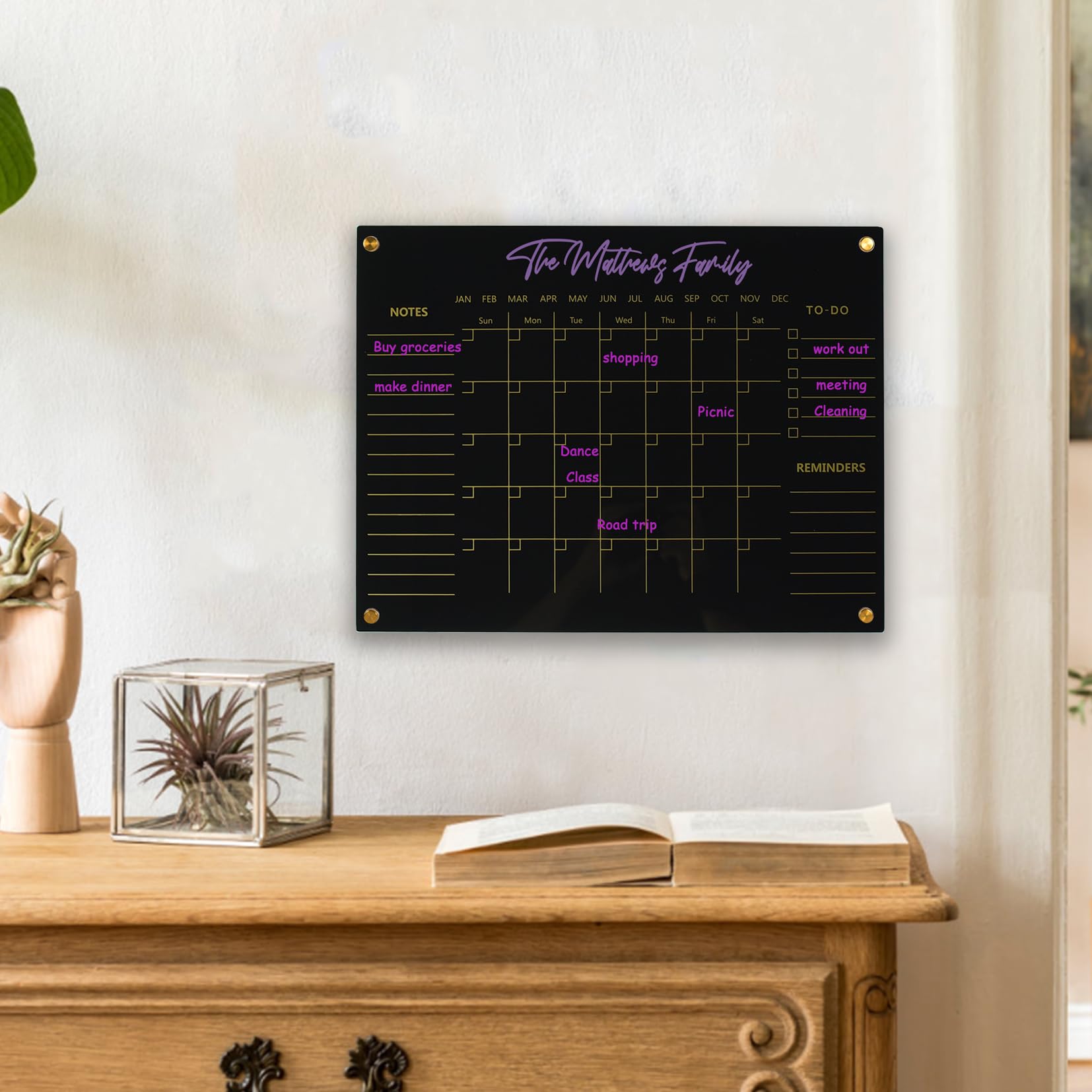 Lavagna bianca cancellabile a secco per parete, calendario mensile, cancellabile a secco, per casa, ufficio, 43,2 x 33 cm, lavagna bianca riutilizzabile (acrilico-BK-3343)