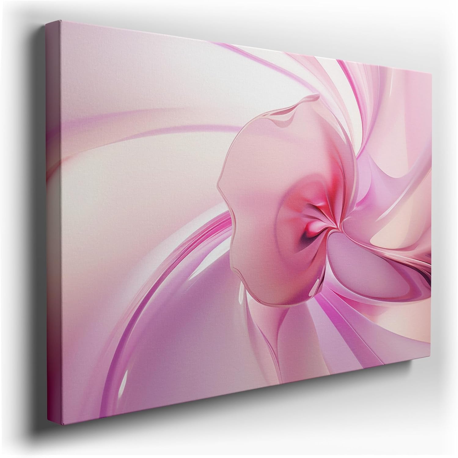 Canvas for Living room. Embracing Elegance in 3D Abstract Art � The Tranquil Beauty of a Star-Shaped Pink Flower, 27 x 18 inch Canvas Wall Art - Contemporary Masterpieces - Modern Home Decor