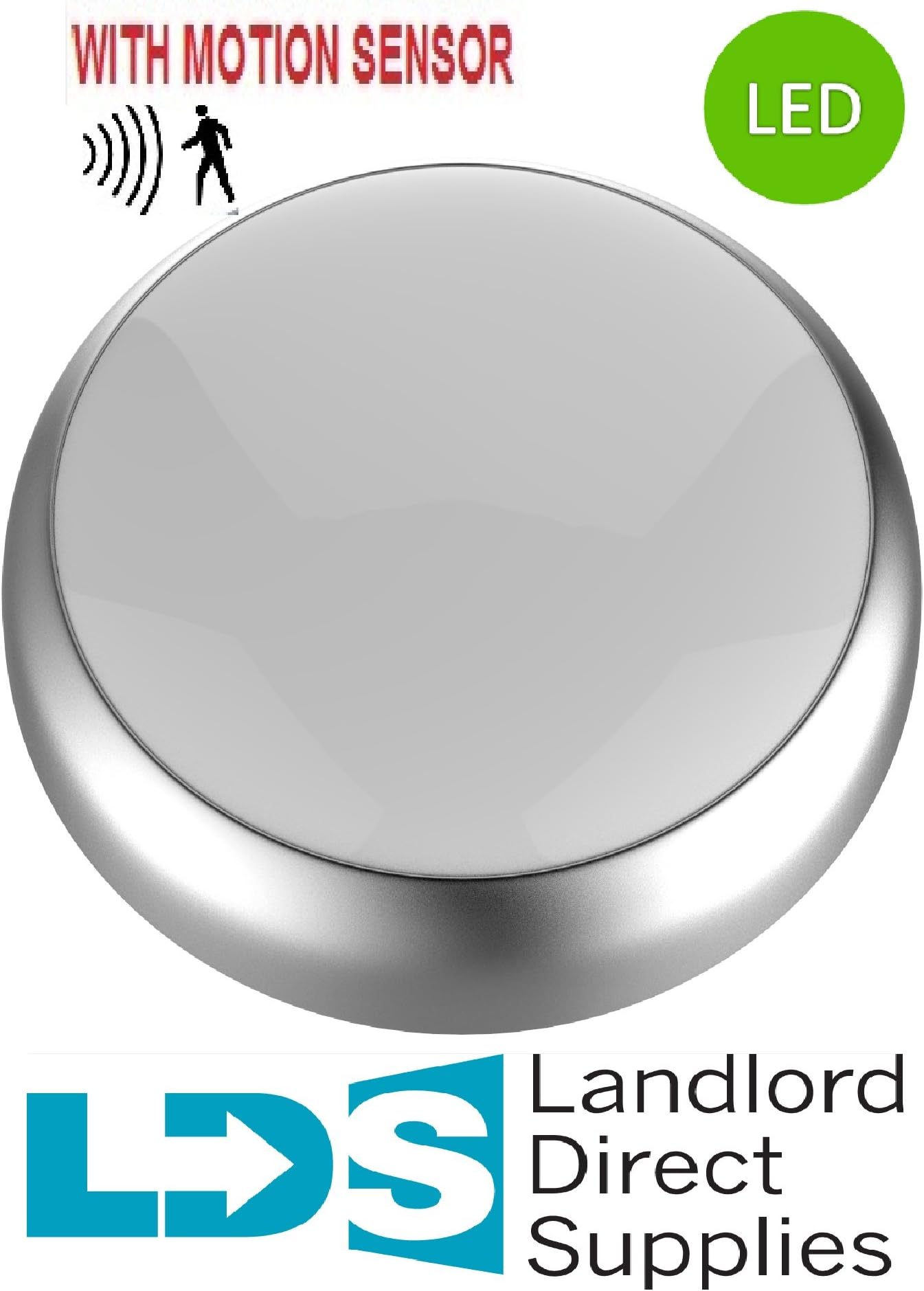 (AC12WLED-C-S) LED Ceiling Light with Sensor & Chrome Surround (12W). LIFETIME GUARANTEE OFFERED* Free delivery! Suitable for Use Outdoors, Bathrooms, Kitchens & Corridors. Perfect for Landlords, HMO Owners, B&B's, Hotels, Pubs, Restaurants, Offices, Schools......... Easy to Install, Quality Product From Landlord Direct Supplies.