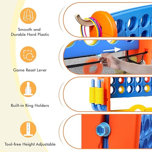 Miniatura 5 de Juego gigante de conexión 4 en una fila con tela de malla Altura ajustable 4 en 1 Juego Jumbo 4 en 1 para patio con baloncesto, golf y lanzamiento