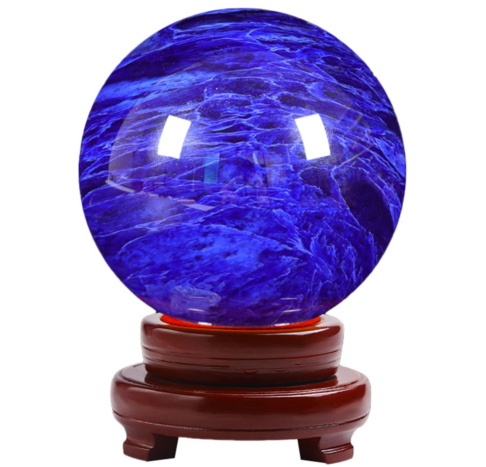 BJXKHFPIV Melting Blue Crystal Quartz Ball Divination Sphere Sculpture Figurine Feng Shui Gemstone Ball Home Desk Decor Decorative Collection,8cm/3.1in