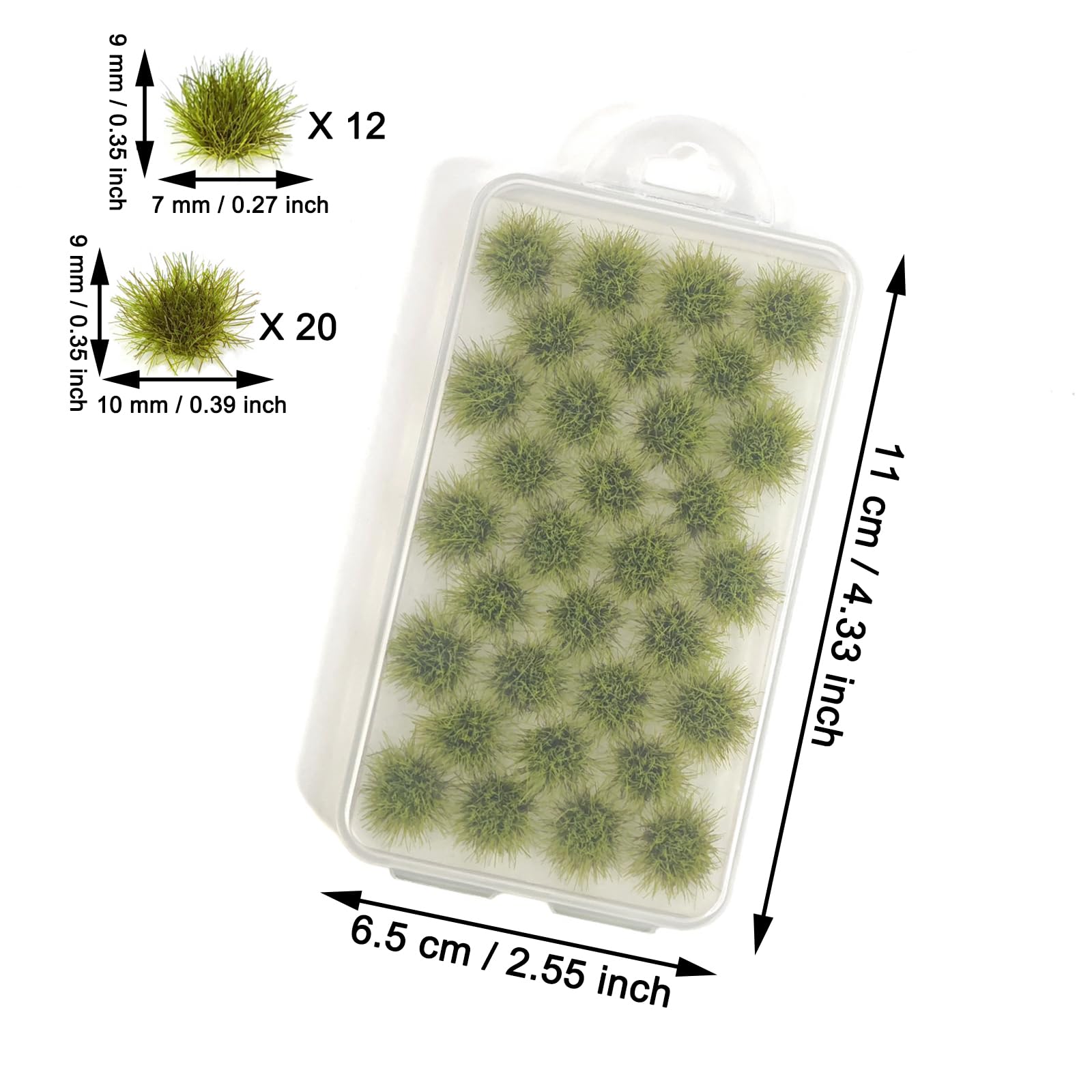 32 Stück Pflanzen Modellbau Gras, Static Grass Tufts, Statische Grasbüschel, Grasbüschel Pflanzen Modell, für DIY, Eisenbahnmodellbau, Miniatur Spielszenen und Zuglandschaften (Frühlingsgras) - 3