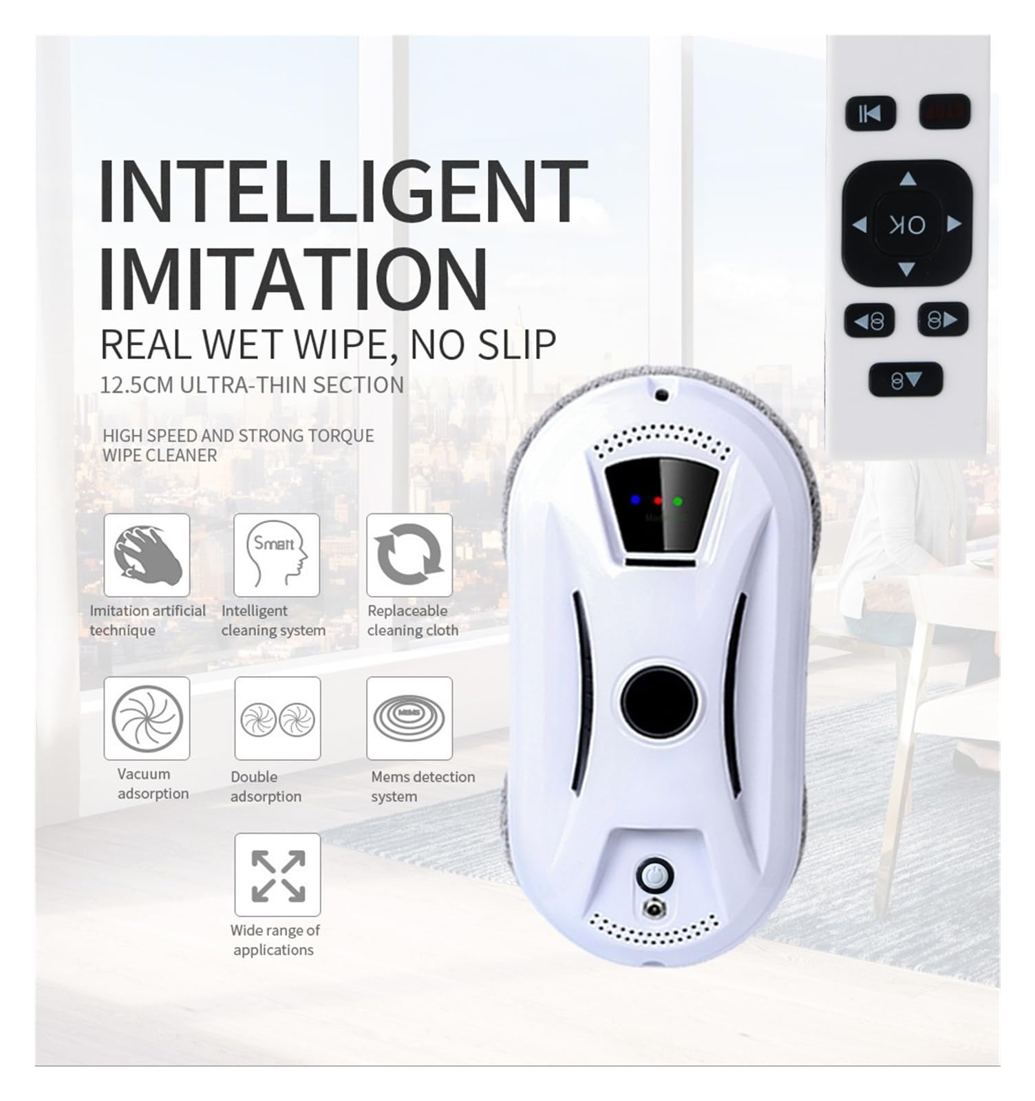 Ultracienki robot do mycia okien elektryczny do mycia szyb z automatycznym podwójnym spryskiwaniem Do gładkich powierzchni