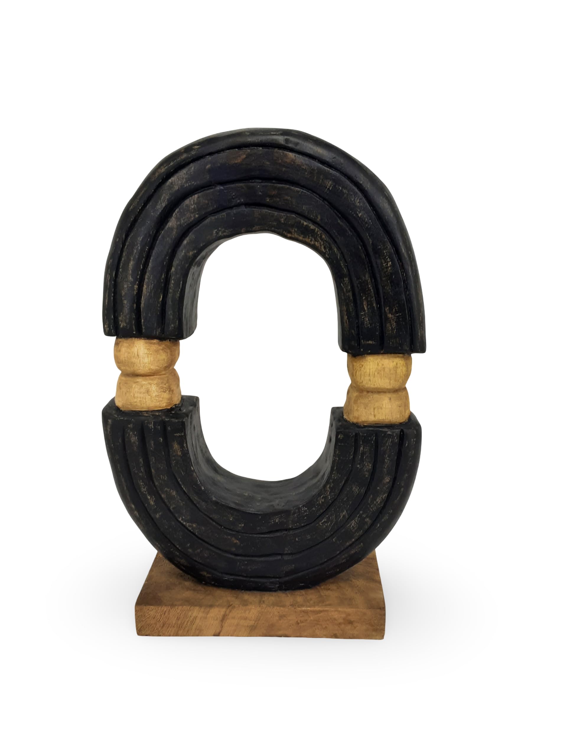 Mango Wood Arched SculptureFreestanding Decorative Accent For Home AccessoriesBrown Finish32X44X10Cm from B&Q