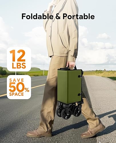 Miniatura 40 de Carro plegable 3 en 1 que se convierte en banco, carrito plegable de 220 libras con ruedas, carrito de compras de 120 L para comestibles, carrito