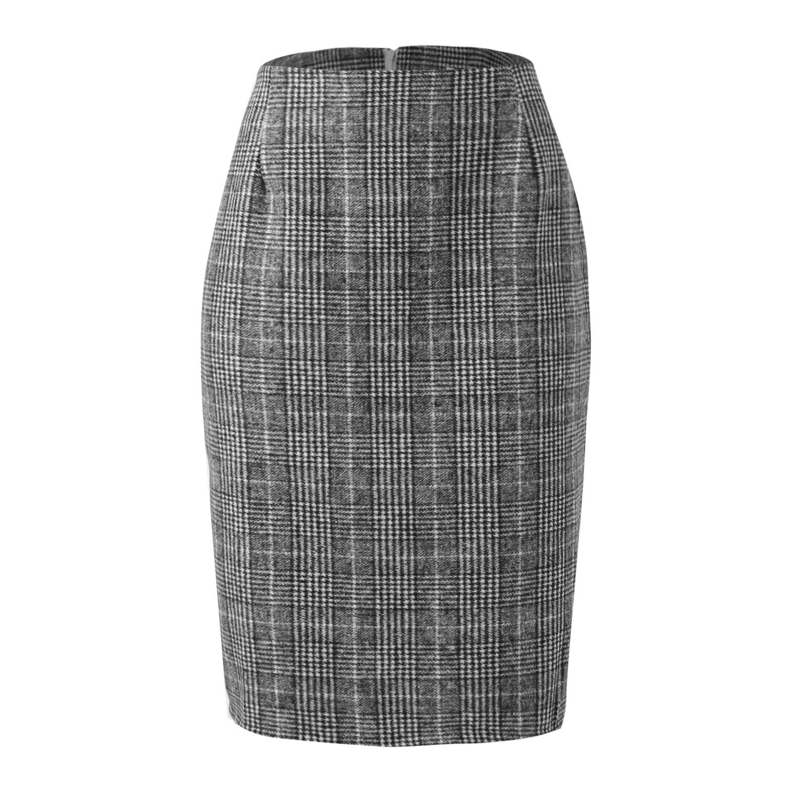 Pencil Skirt Plus Size Plaid Midi Skirt GenericFall Skirts Pencil