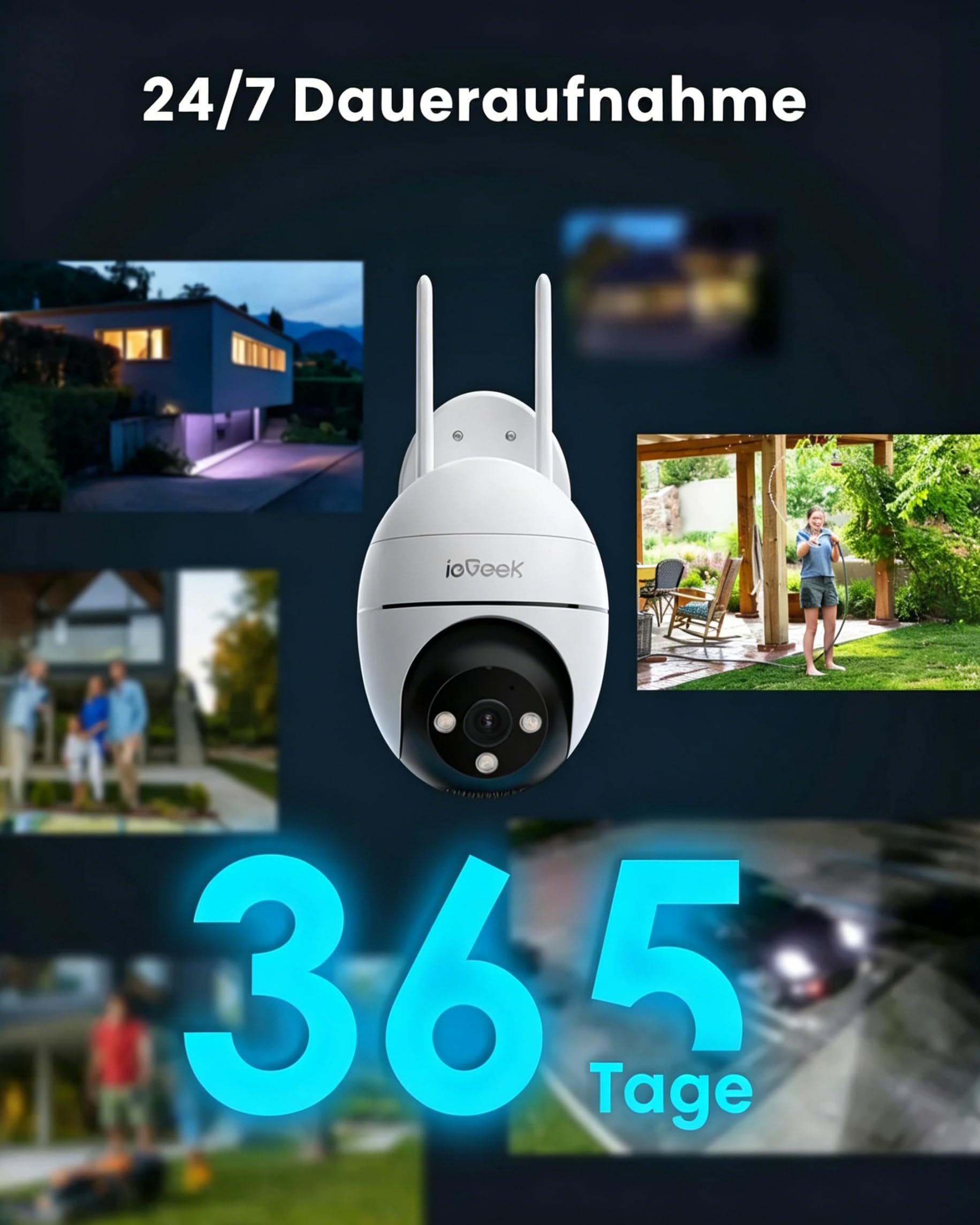 ieGeek 2K Überwachungskamera Aussen mit Kabel - 2,4/5G & 360°PTZ, 2 Stück | Automatische Verfolgung, WiFi Dome Outdoor IP Kamera, Farbige Nachsicht, Bewegungserkennung, Zwei-Wege-Audio, 24/7 Aufnahme
