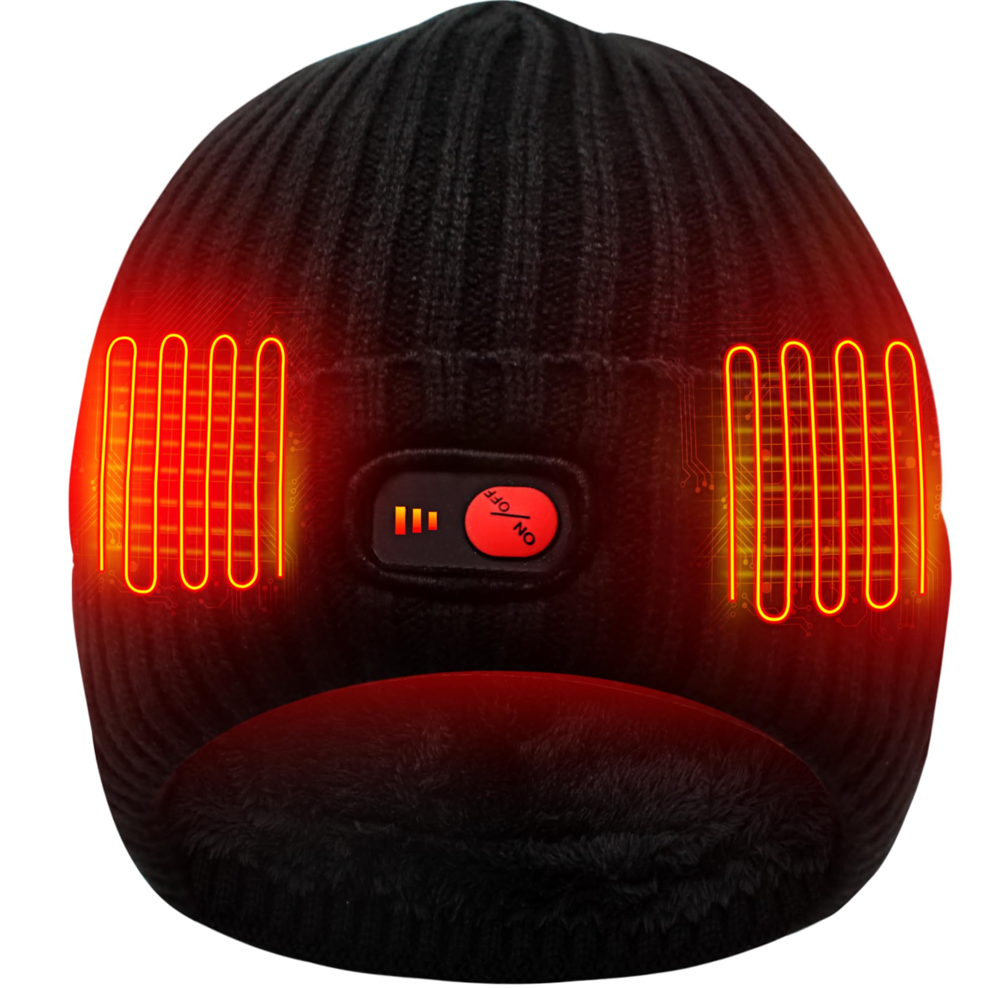 Svpro Bonnet chauffant pour hommes et femmes, bonnet d'hiver électrique rechargeable, chaud à piles, lavable, Noir , taille unique