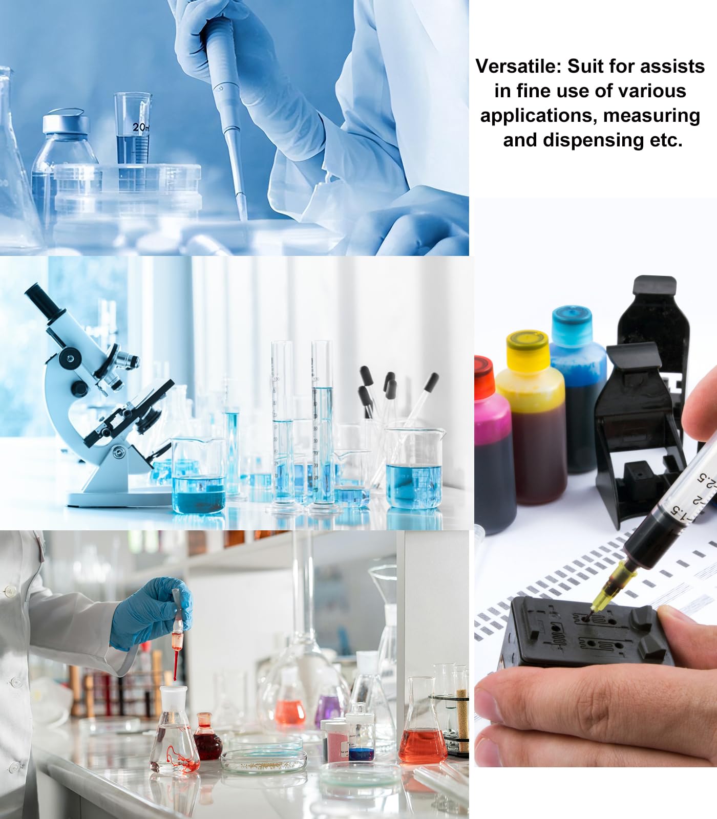 50 unidades/paquete, 1 ml de transferencia de líquido con aplicador de flujo de precisión de punta fina de 31 G (8 mm de largo), accesorios de laboratorio, embalaje sellado individualmente (50)