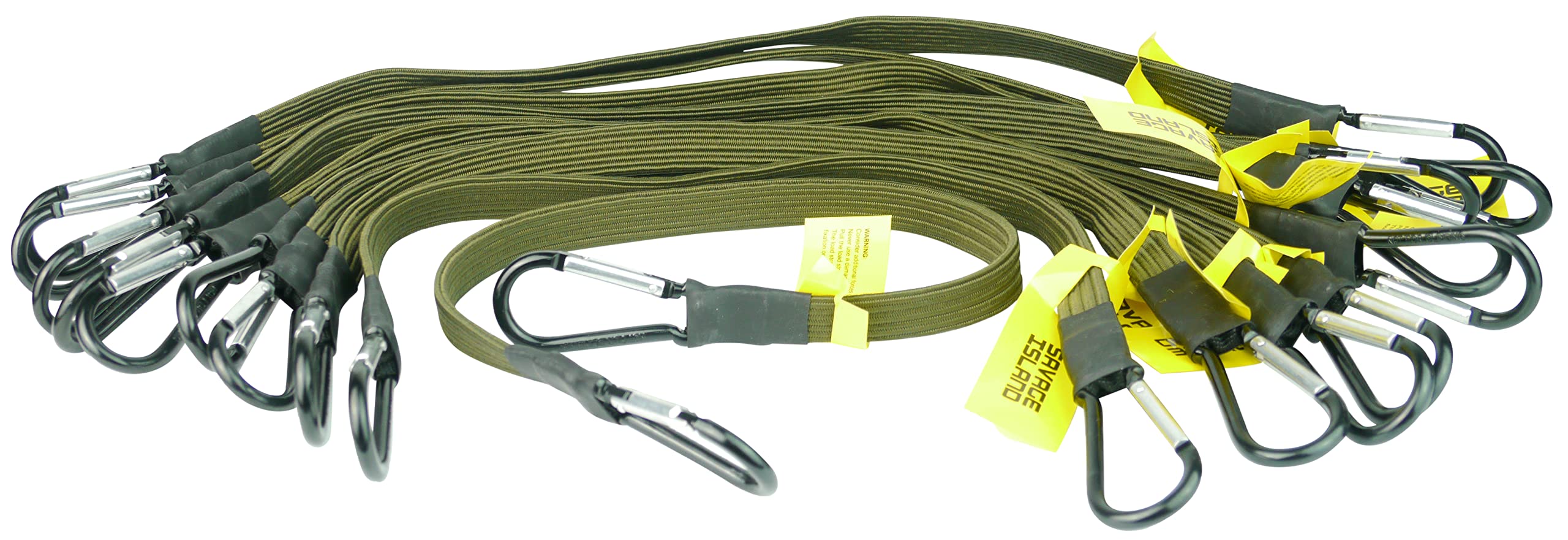Savage Island 10 Pack Flat 17mm Bungees Bungee Cord with Carabiner Hook