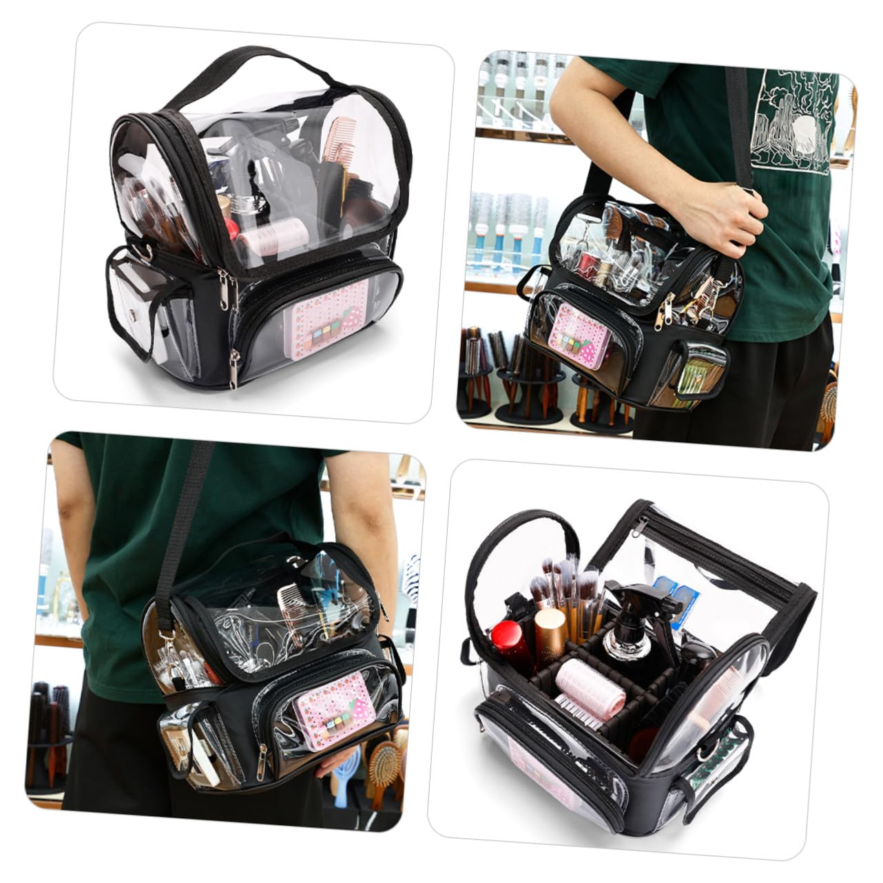 Healvian Borsa Trasparente per Attrezzi Organizer per Parrucchiere Custodia Viaggio Resistente per Clipper ed Accessori per Hairstylist e Barbershop