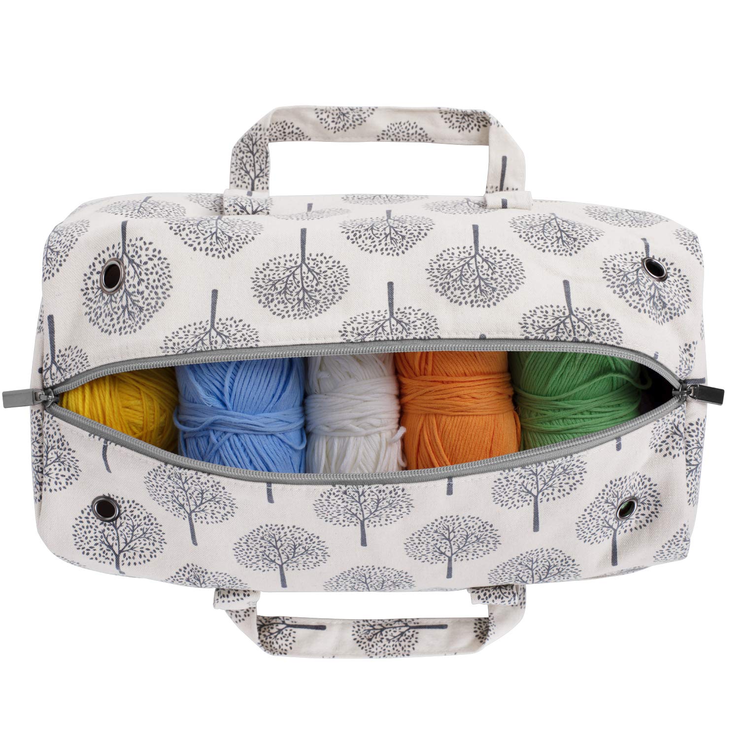 Luxja Borsa per maglieria, borsa per filati per matasse di filati, uncinetti, ferri da maglia (fino a 35,5 cm) e altri accessori, alberi