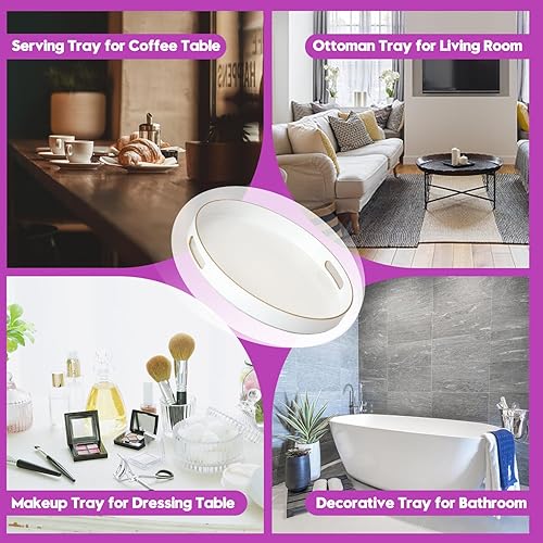 Miniatura 26 de Gifturbo Bandeja de servir de mármol azul, bandejas decorativas con asas, bandeja de mesa auxiliar, bandejas de plástico rectangulares otomanas