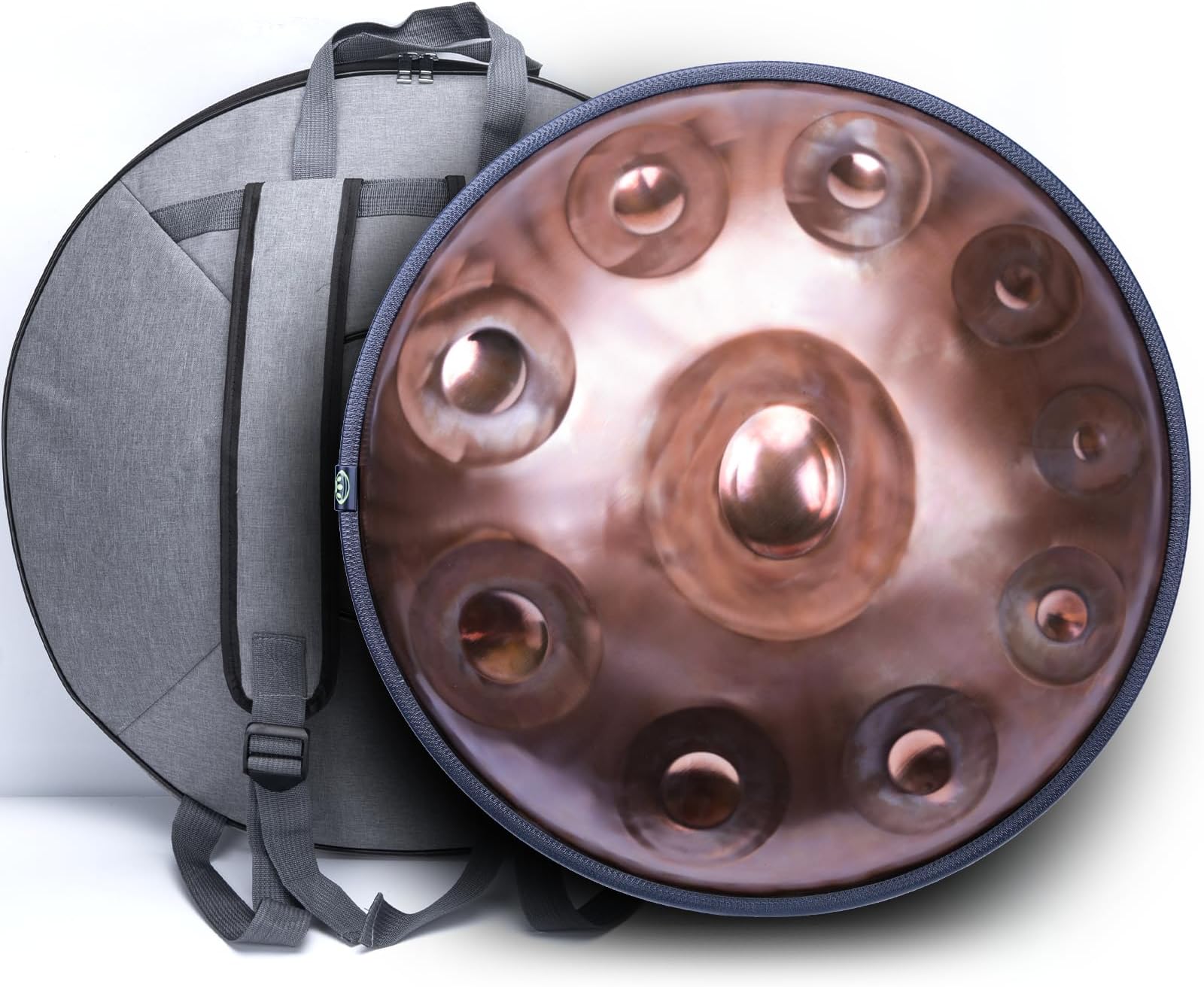 "SINGOFIRE" New Upgrade Advanced Handpan Drum, Ember Steel Handpan, 10-Notes with Bag, 22-Inch 440Hz D Minor Kurd, Telescopic Drum Stand, Copper Glow Pupil