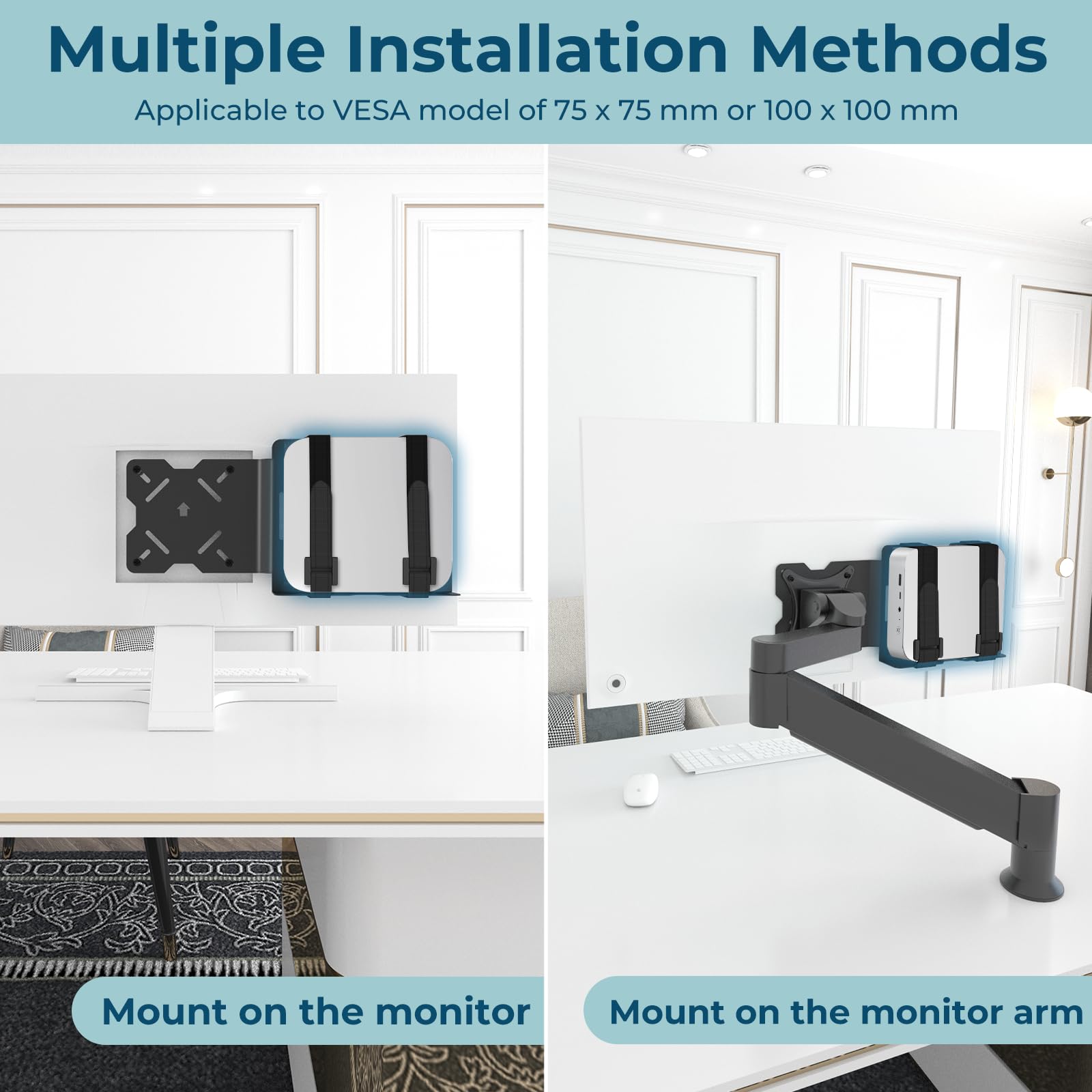 Aiweiwa Metal VESA Houder Voor Beelink SER8/SER6/SER9/EQi12/EQR6 – Wand, Bureaumontage, Kabelmanagement 2 miniatura