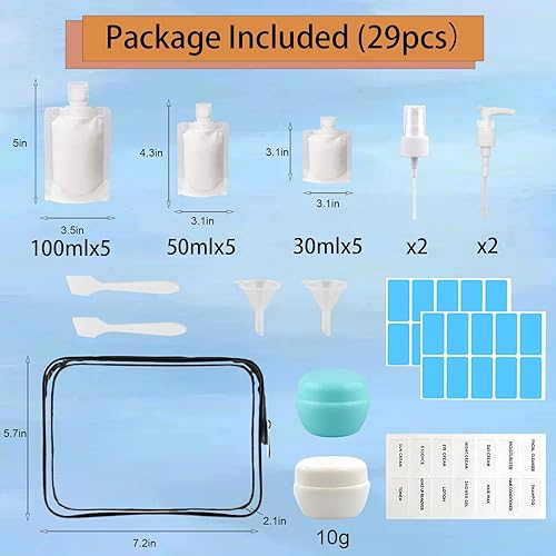 Miniatura 6 de 29 bolsas de viaje recargables de tamaño de viaje, bolsas de viaje vacías aprobadas por la TSA para artículos de tocador, contenedores de viaje