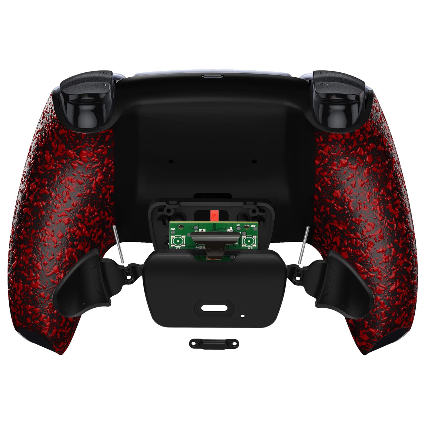 eXtremeRate RISE Remap Kit Programmabile per ps5 Controller BDM-030/040/050,Palette Cover Posteriore Tasti Pulsanti Aggiuntivi Back Button per ps5 Joystick(BDM-030/040/050)-Rosso Antiscivolo