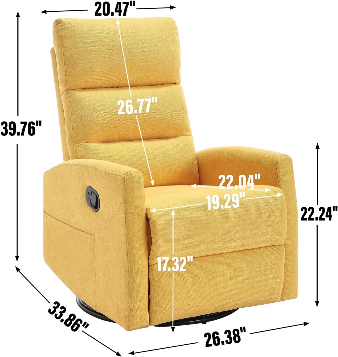 Manual Swivel Rocker Recliner Chair for Adults, Independent Adjustable Backrest Headrest, Extended Footrest with Rocker and Swivel in Fabric for Living Room & RV,