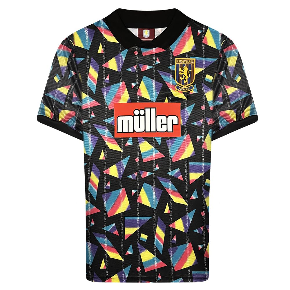 Score Draw Aston Villa 1994 Home Retro Goalkeeper Shirt Black/Multi Medium Polyester