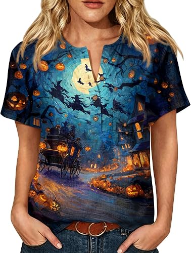 Halloween Shirts for Women Halloween Costumes 2026 Short Sle