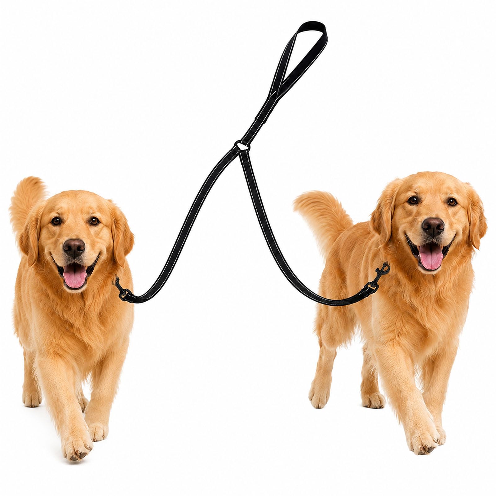 Guinzaglio doppio anti-groviglio per cani,61 pollici,nero.