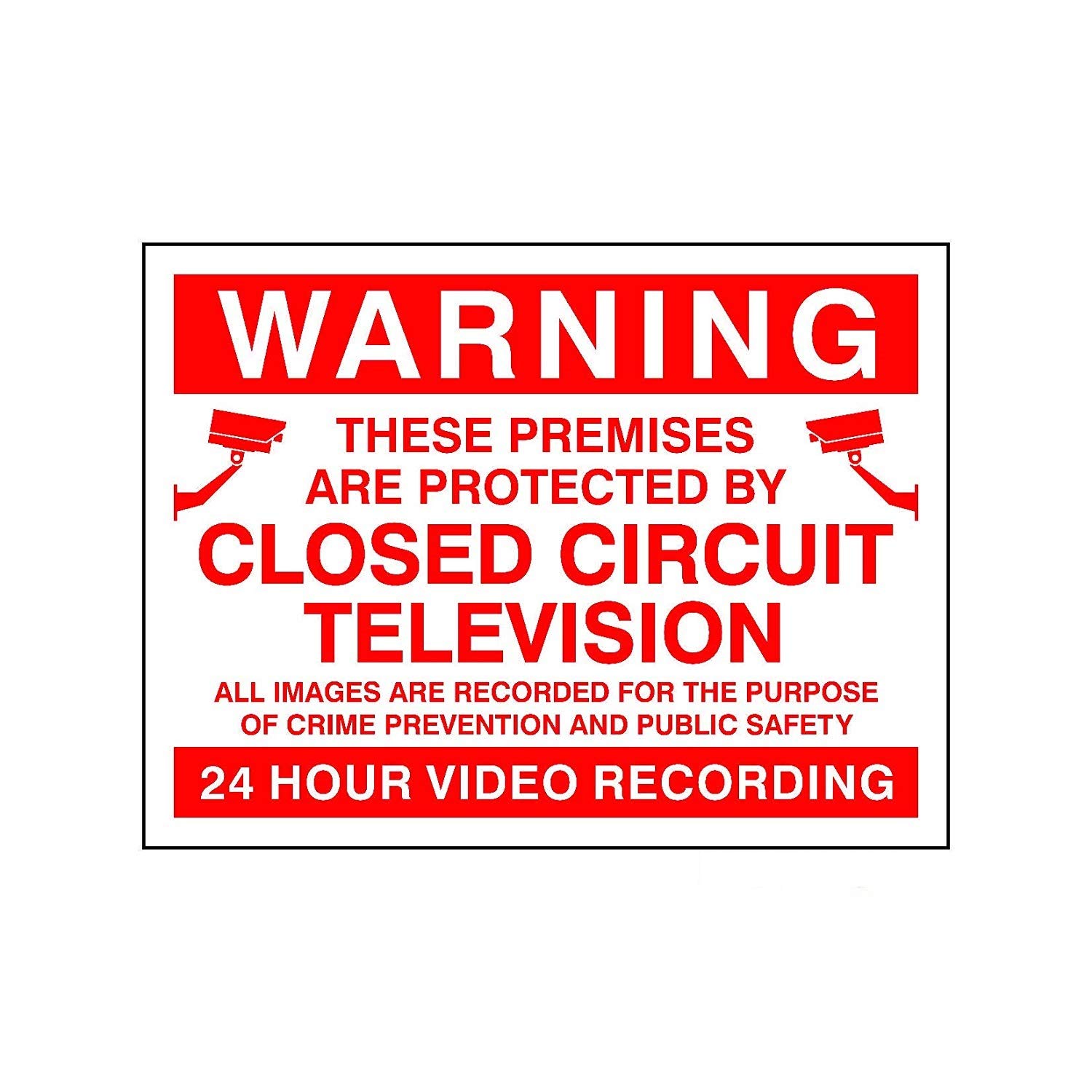 UK Safety Store CCTV-PACKOF8 Warning These Premises Are Protected By 24 Hour Video Recording CCTV Sign 200mm x 150mm